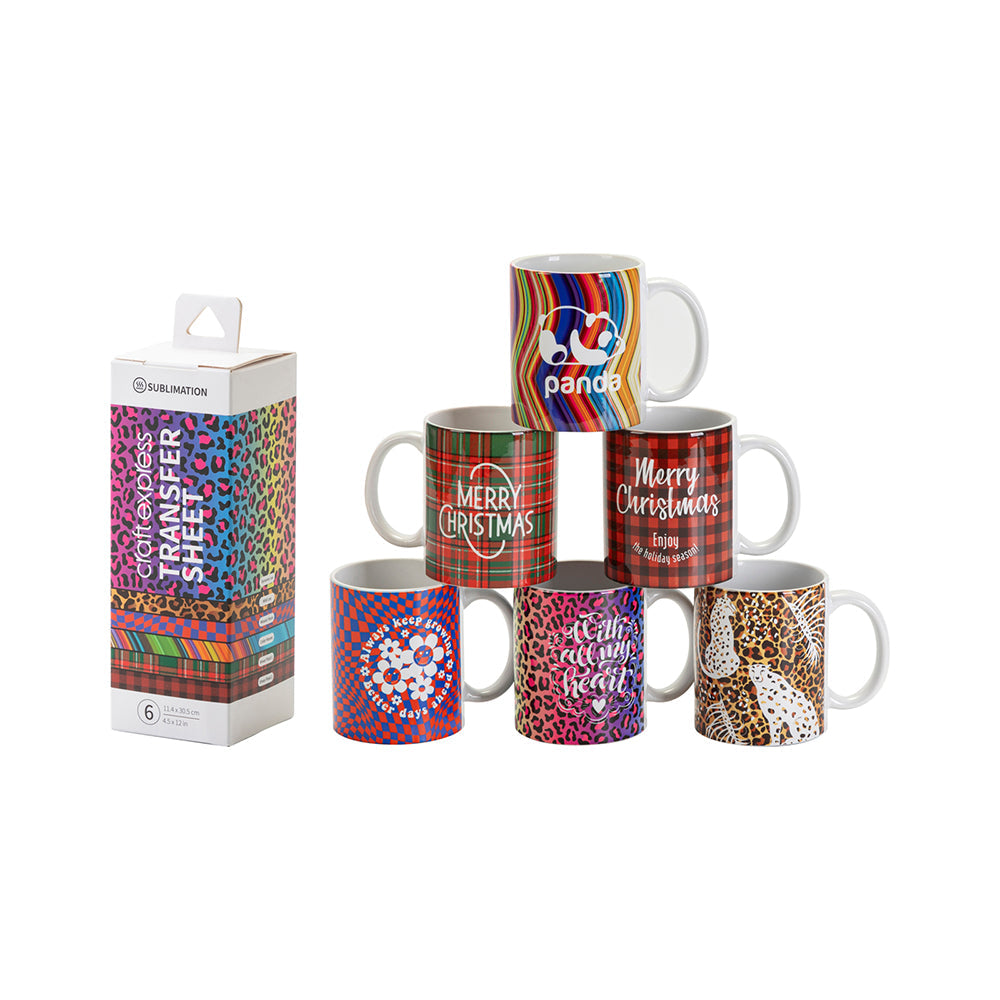 Craft Express 6 Pack of Assorted Sublimation Transfer Sheets II - 4.5 x 12 Inch Sheets - Craft Express Canada